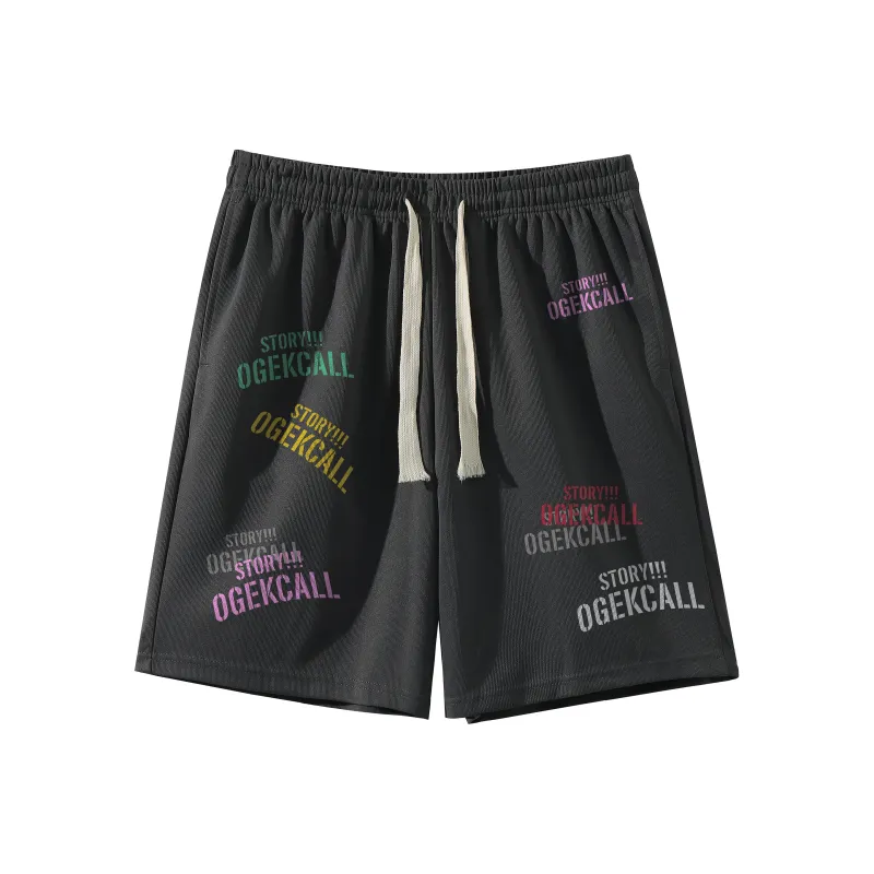 OGEK Casual Shorts Unisex Black Comes With Random Print T Shirt-8