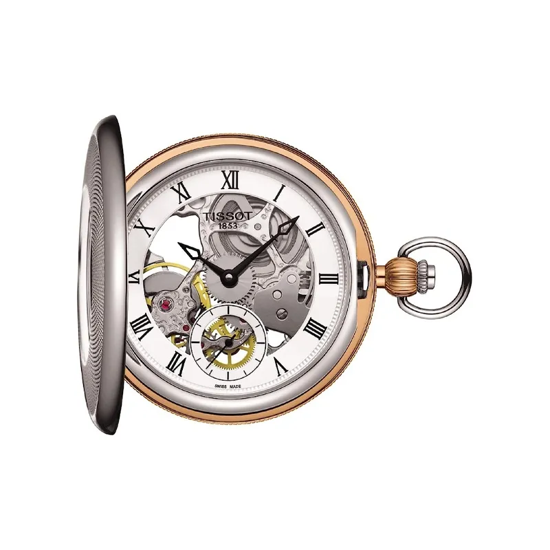 TISSOT Mechanical Movement Manual Mechanical Movement Stainless Steel Case Pocket Watch 47.5mm Men's Watches Silver-0