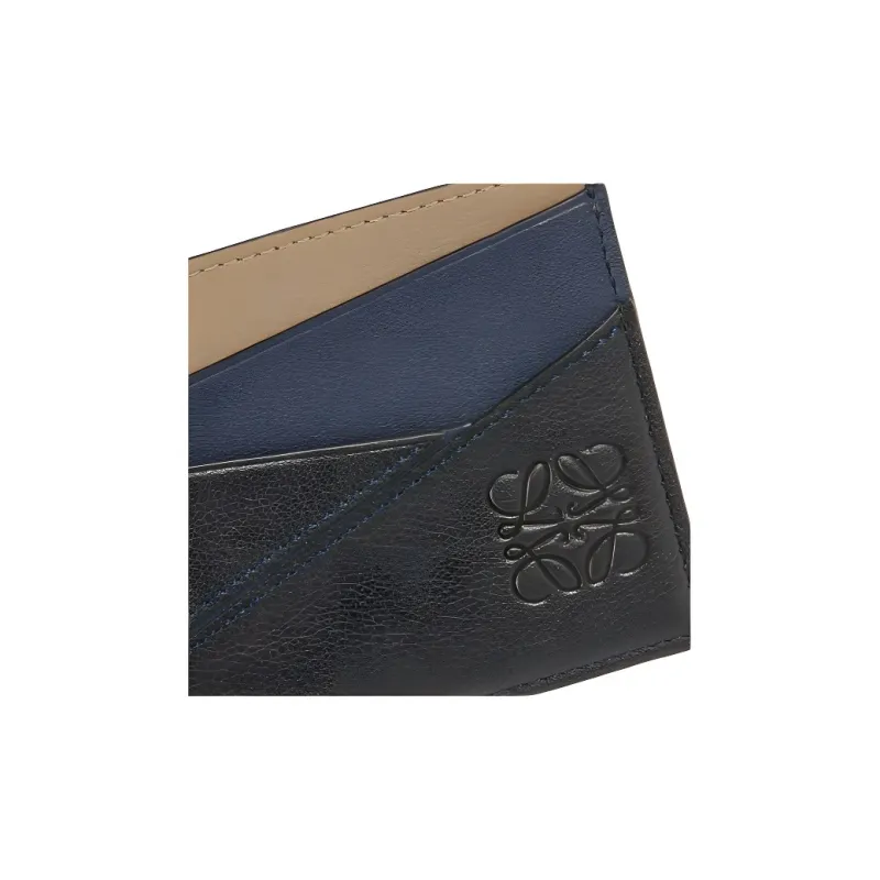 LOEWE Puzzle Cow Leather Card Holder Men's Black-4