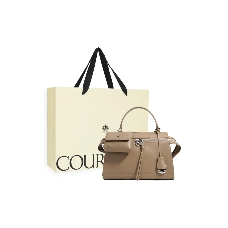 COURONNE Cow Leather Handbag Regular Women's Almond Brown-0
