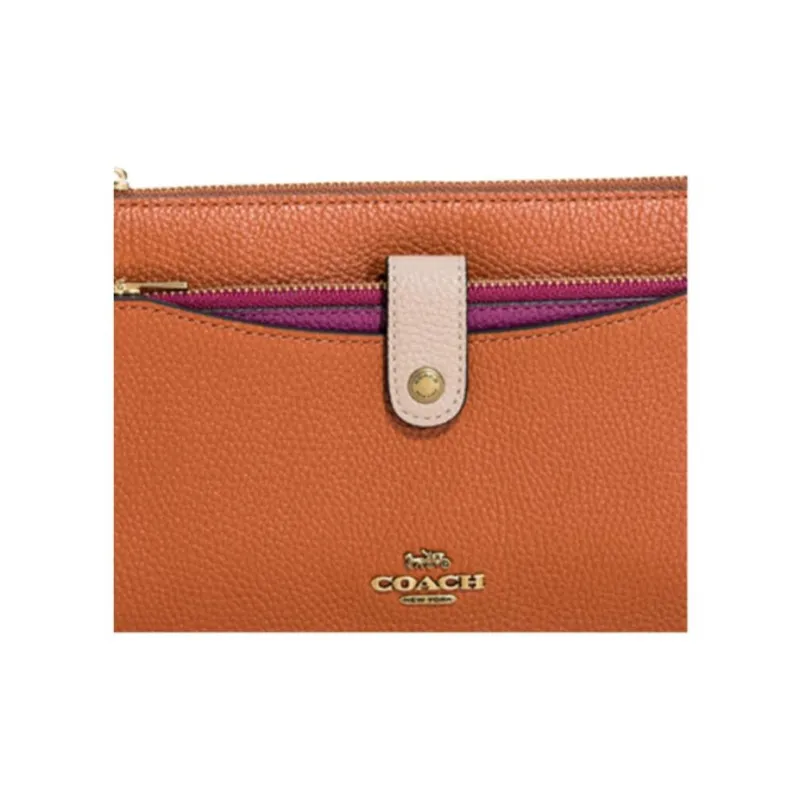 COACH Noa Pop Up Cow Leather Shoulder Bag, Crossbody Bag Trumpets Women's Orange-3