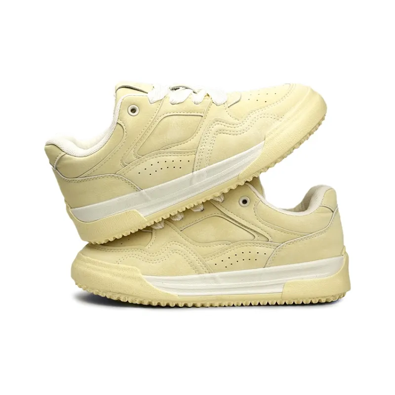 Mengsai Puffy Shoes Low Top Skateboard Shoes Women's Almond Yellow-4