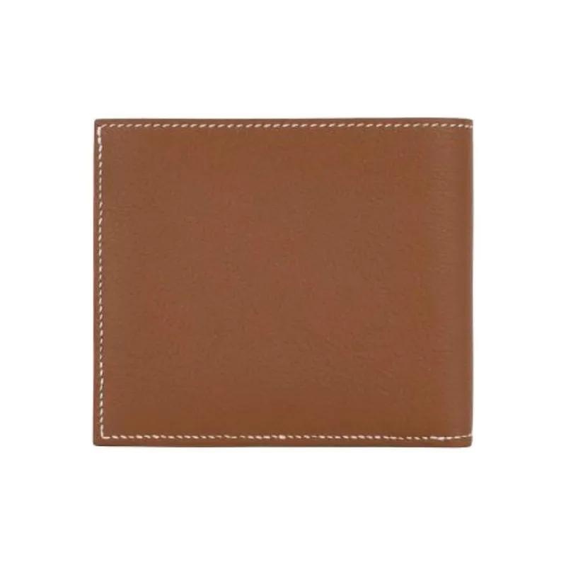 HERMES Epsom Leather Card Holder Wallet Unisex 37 Gold Gold Brown-1