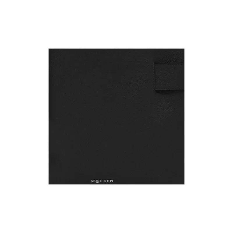 Alexander McQueen T Bar Sling Grained Calfskin Tote Bag Shopping Bag Handbag Women's Black-4