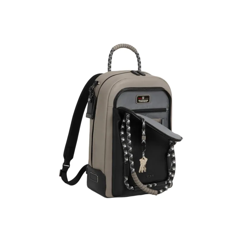 TUMI Leather Leather Backpack Men's Lime Gray Stone & Black Cord-2
