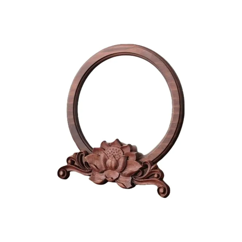 XIBI Vintage Wooden Round Vanity Table With Chinoiserie Traditional Chinese Style Desktop Mirror For Wedding Dowry-1