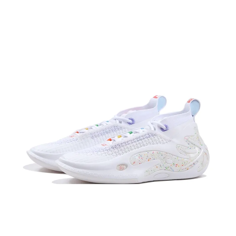 LiNing Wow11 Slip Resistant And Abrasion Resistant Coverage Mid Top Carbon Core Technology Basketball Shoes Men's White-2