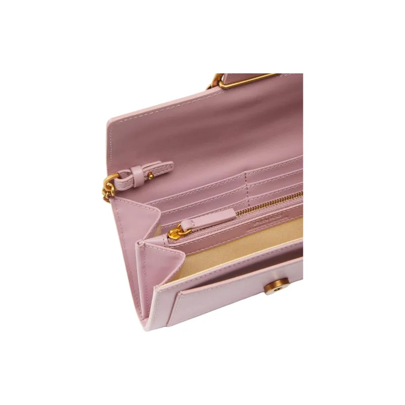 PINKO Love Bag Cow Leather Wallet, Crossbody Bag, Shoulder Bag Women's Pink-3