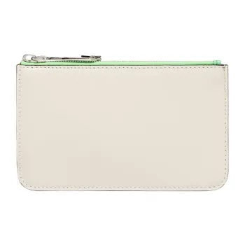 FENDI Calfskin Coin Purse Key Pouch Women's White/Green