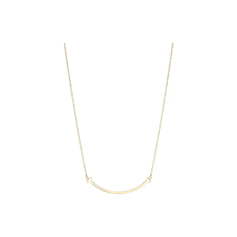 TIFFANY & CO. Pre Owned 2010s 18K Rose Gold Small T smile Necklace-0