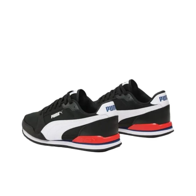 PUMA St Runner V3 Anti Slip Wear Resistant Low Top Running Shoes Men's Black White Red-3