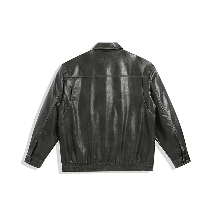PEACEBIRD MEN PU Leather Jacket Men's-1