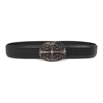 Chrome Hearts Logo Sign Leather Leather Belts Women's Black Width: 3.8CM