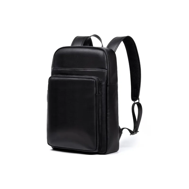 NIUMJ Top Grain Cow Leather Backpack Regular Men's Elegant Black-0
