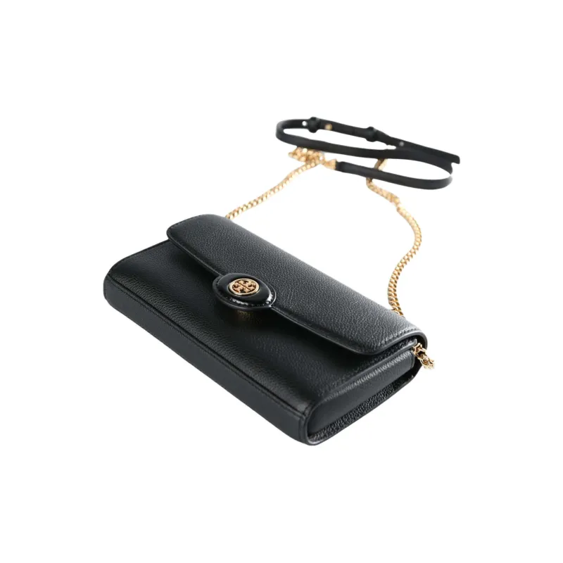 TORY BURCH Leather Wallet, Crossbody Bag, Shoulder Bag Women's Black-1