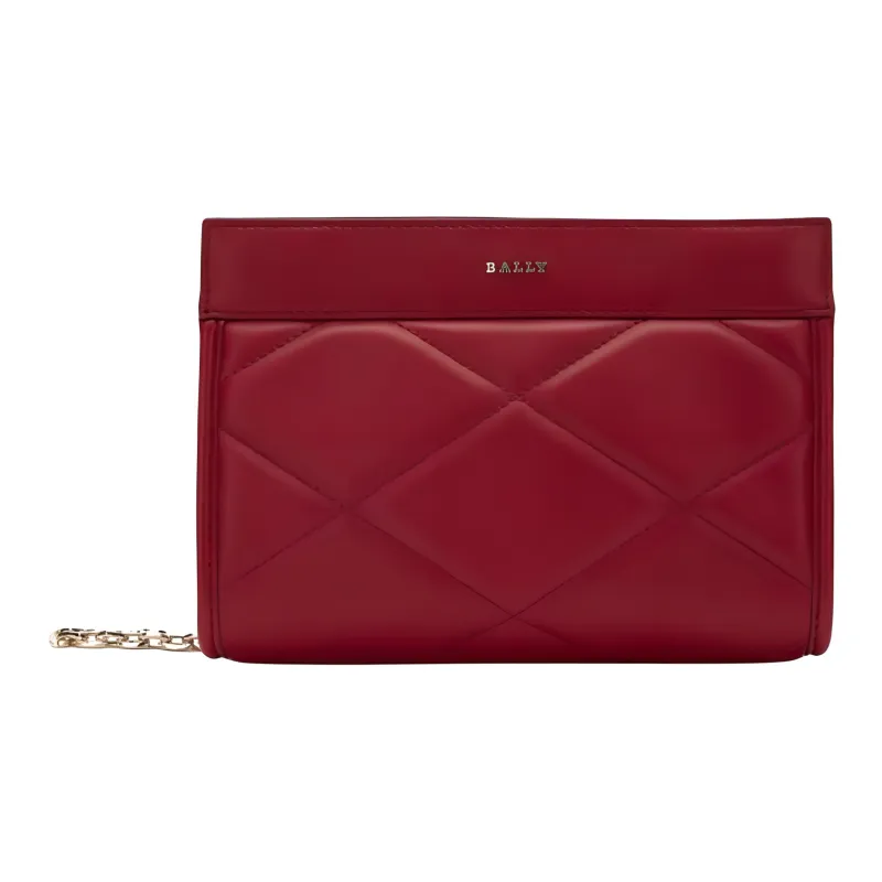 BALLY Sheepskin Wrist Bag Clutch Medium Size Women's Red-0