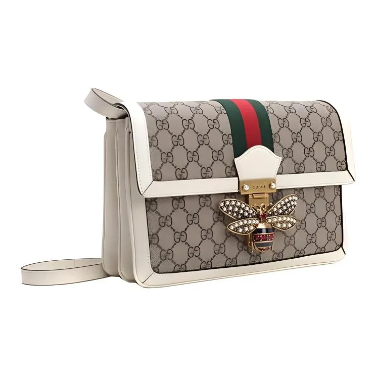 GUCCI Queen Margaret Canvas With Leather Shoulder Bag Crossbody Bag Women's Ivory/Brown-1