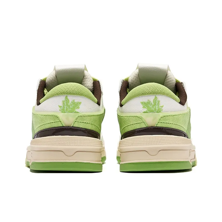 Erke Skateboard Shoes Women's Low Top Microcrystal White Apple Green-4