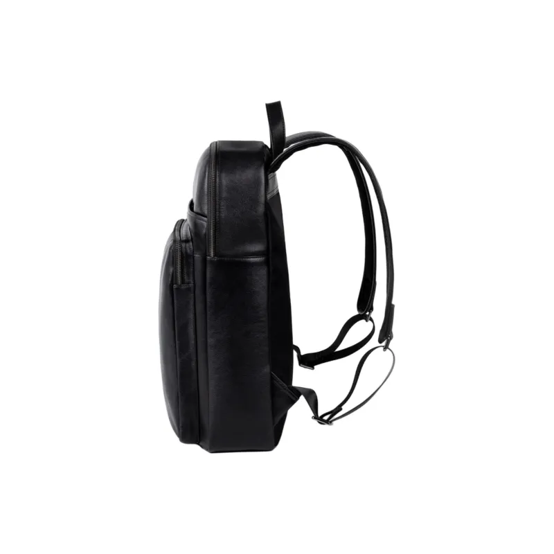 NIUMJ Top Grain Cow Leather Backpack Regular Men's Elegant Black-2