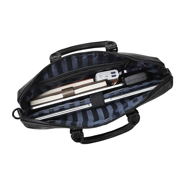 PIERRE CARDIN Top Grain Cow Leather Large Capacity Portable Crossbody Bag Tubas Men's Black-4