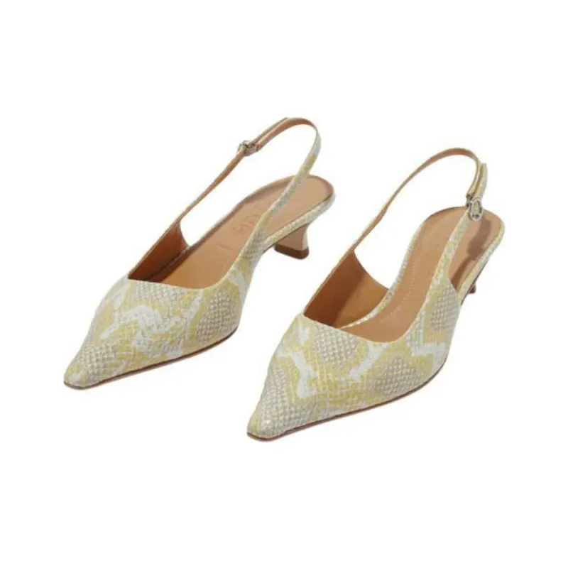 Aeyde Catrina Irregular Heel High Heels 3.5cm Women's Light Yellow-2