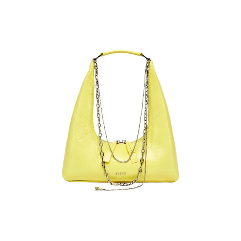 SUSEN Cow Leather One Shoulder Handbags Large Size Women's Black/Green/Blue/Yellow/Pink-0