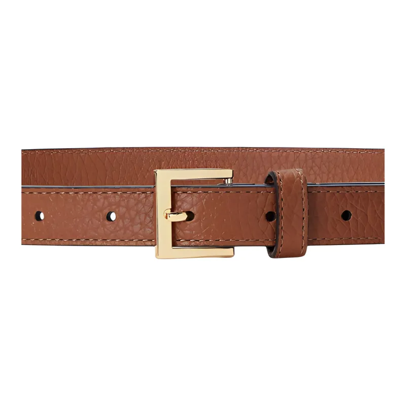 Polo Ralph Lauren Micro Logo Design Leather Belts Unisex Brown Width 2CM-3