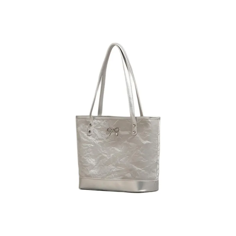 C°BANNER Synthetic Leather Shoulder Bag Crossbody Bag Handbag Tote Large Size Women's Silver-3