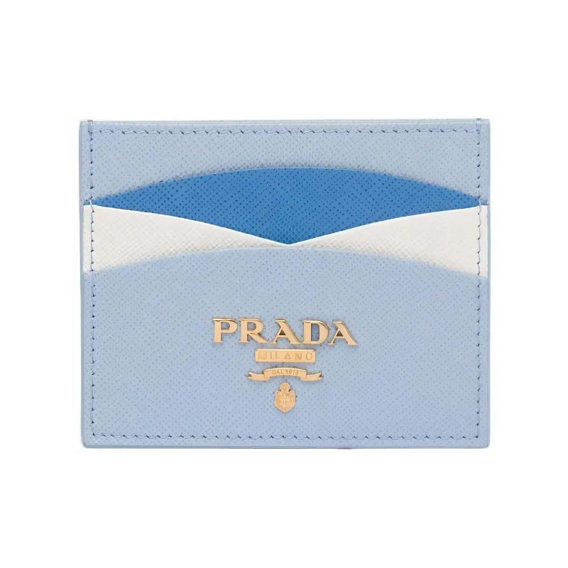 PRADA Saffiano Leather Card Holder Women's Blue-0