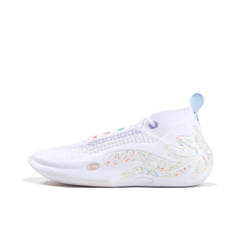 LiNing Wow11 Slip Resistant And Abrasion Resistant Coverage Mid Top Carbon Core Technology Basketball Shoes Men's White-0