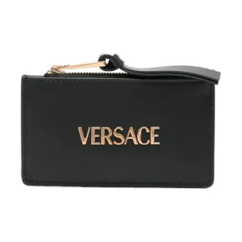 VERSACE Calfskin Wallet Women's Black