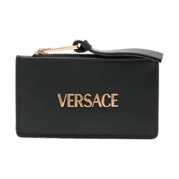 VERSACE Calfskin Wallet Women's Black-0