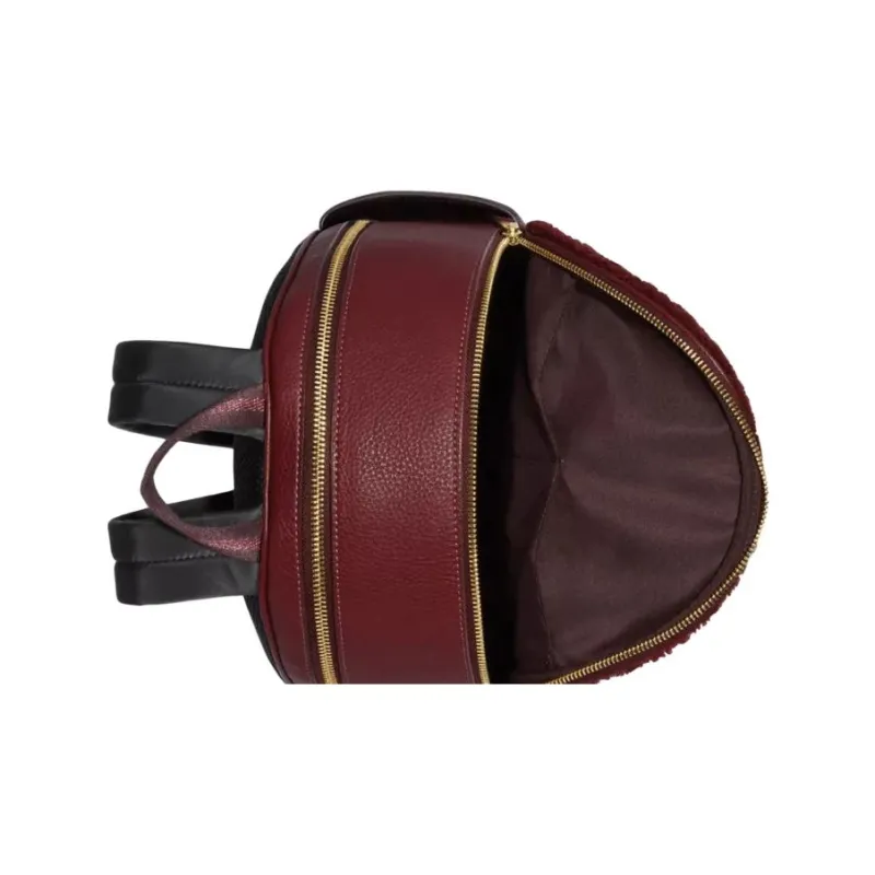 COACH Court Shearling With Refined Pebbled Leather Backpack Large Size Women's Cherry Red-4