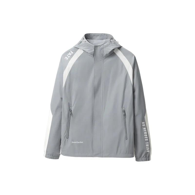 HLA Jackets Men Blue Gray Splicing 58-0