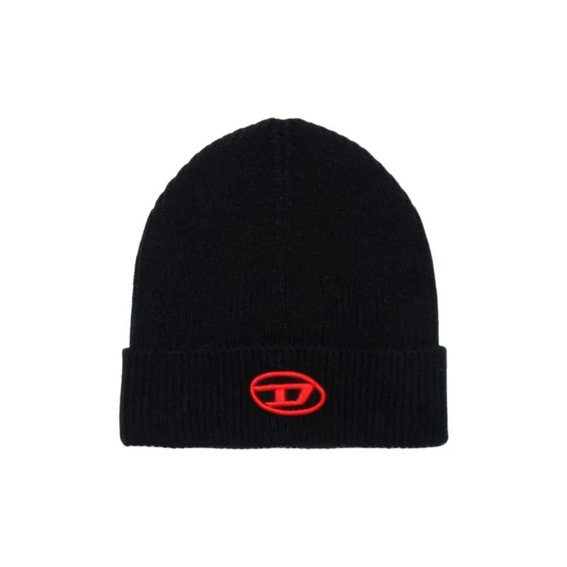 DIESEL Logo Embroidered Turn-Up Hem Beanie-0