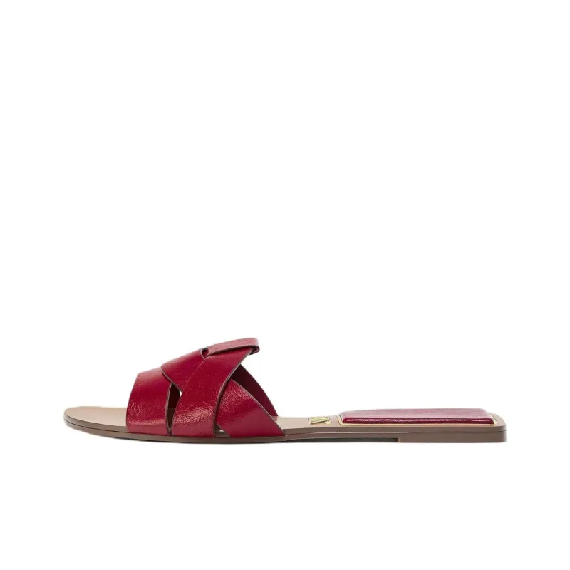 ZARA Abrasion Resistant Slide Slippers Women's Dark Red Color-0