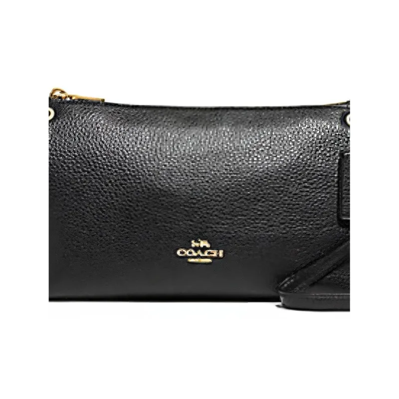 COACH Charley Eggstone Grain Leather Shoulder Bag Crossbody Bag Large Size Women's Black-2