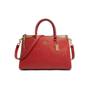 COACH Mia Coated Canvas With Leather Shoulder Bag Crossbody Bag Handbag Large Size Women's Red