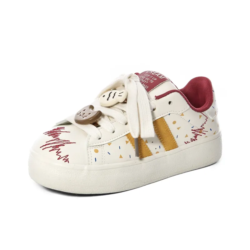 Lovely You Wear resistant And Lightweight Low Top Skateboard Shoes Women's Red Yellow-30