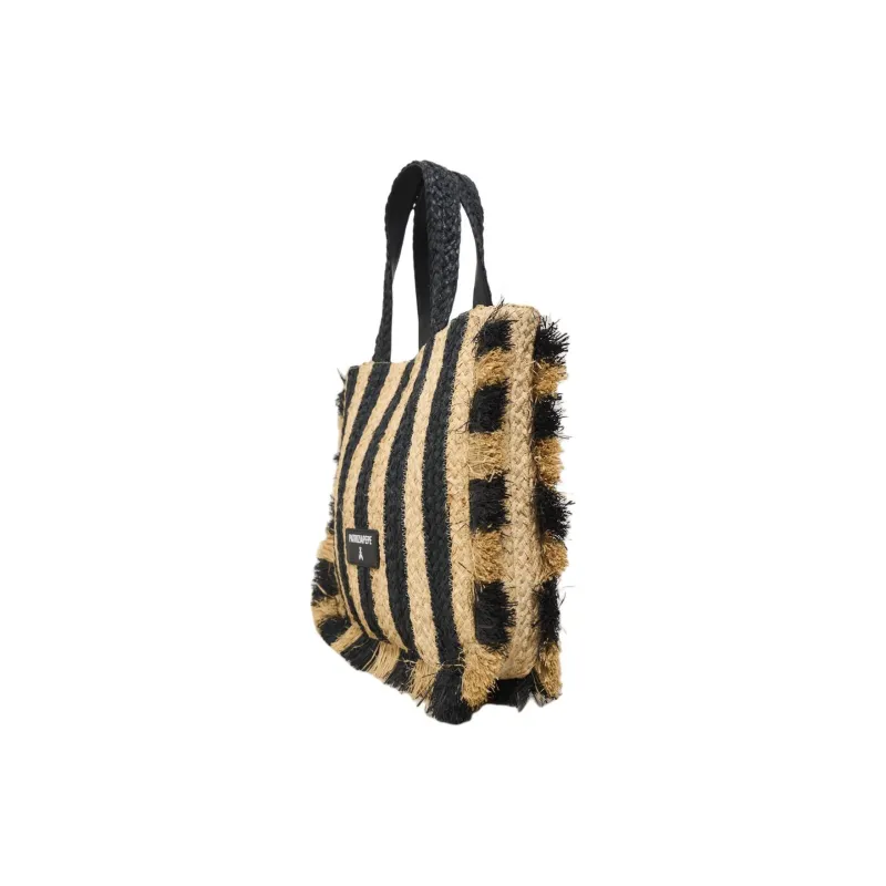 Patrizia Pepe Polypropylene Tote Bag, Shopping Bag, Handbag Women's Beige & Black-1