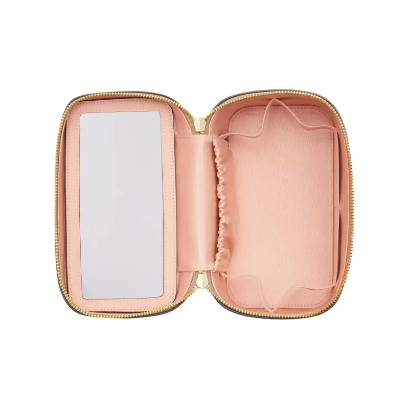 COACH Signature Coated Canvas Handheld Makeup Bag Trumpets Women's Pink & White-1
