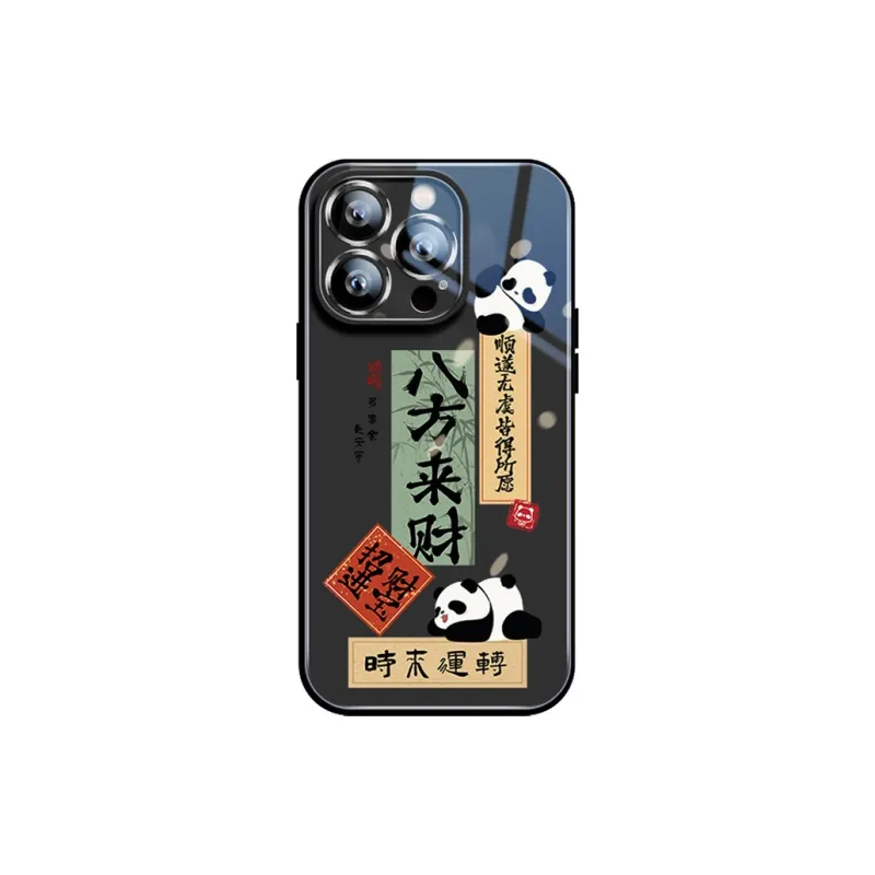 Sen Dog Glass Material Advanced Niche Panda Cute Phone Cases Suitable For Apple 15Promax/Pro/Plus/14/13/12-12