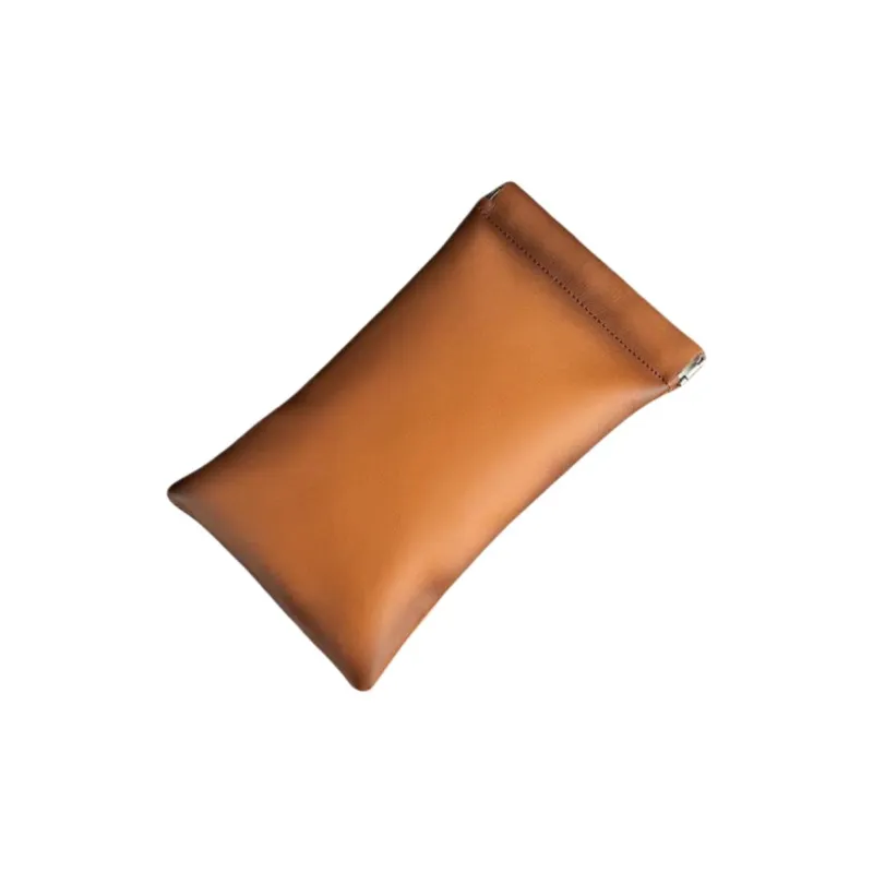 OUZIHUANG Top Grain Cow Leather Storage Bag Unisex Brown & Spray Color-1