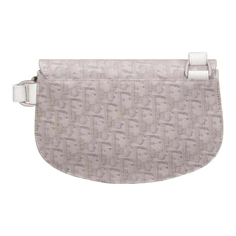 DIOR Jacquard Canvas Saddle Bag Canvas Bag Fanny Pack Sling Bag Shoulder Bag Crossbody Bag Men's Cream-1