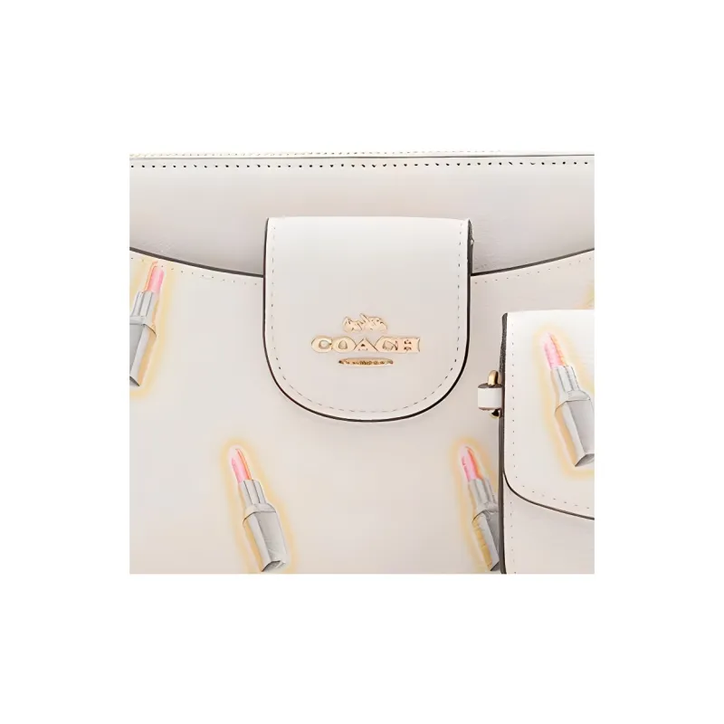 COACH POPPY Multicolor Canvas With Leather Combo Bag Small Card Holder Crossbody Bag Shoulder Bag Women's White Print-4