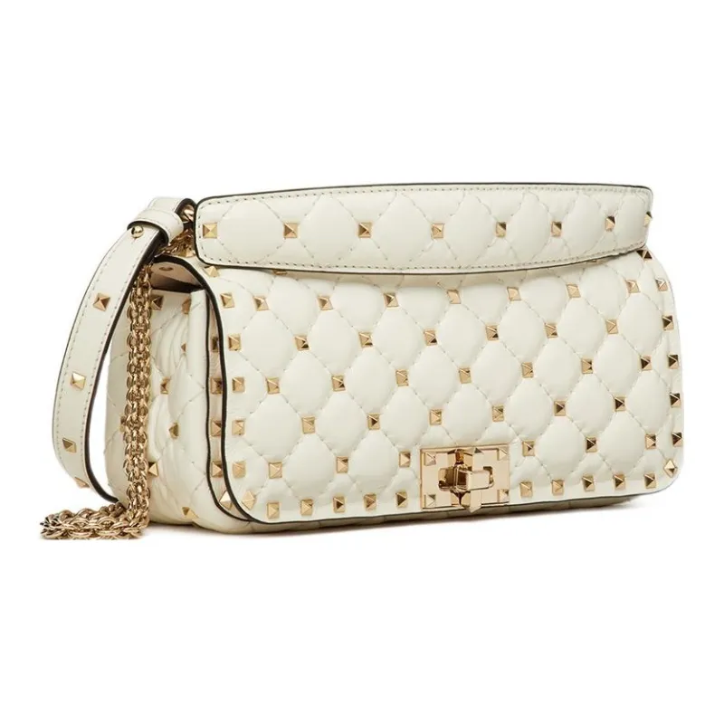Valentino ROCKSTUD SPIKE Cow Leather Crossbody Handheld Handbag Shoulder Bag Women's Ivory White-1