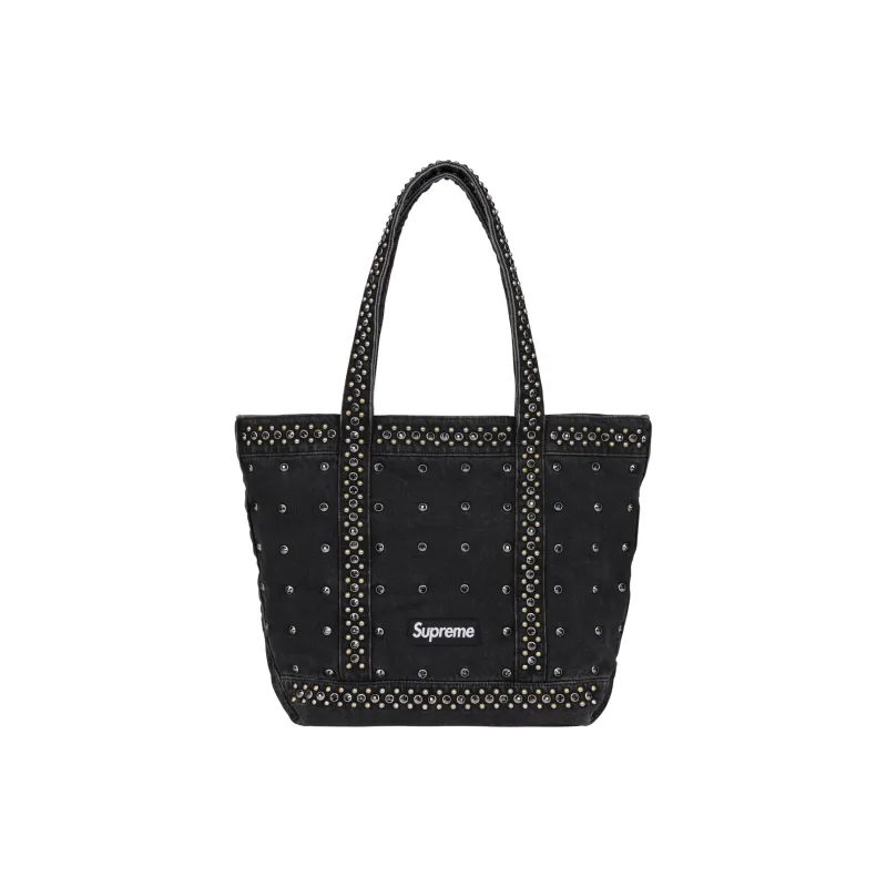 Supreme Denim Tote Bag, Shopping Bag, Handbag Unisex Black-0