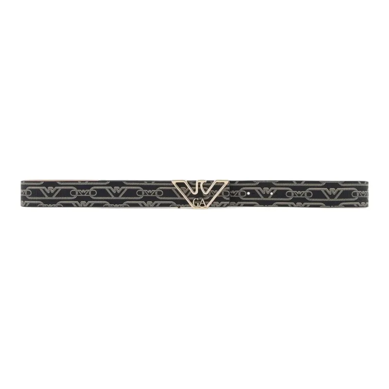 EMPORIO ARMANI Monogram print Belt With Eagle Plate-0