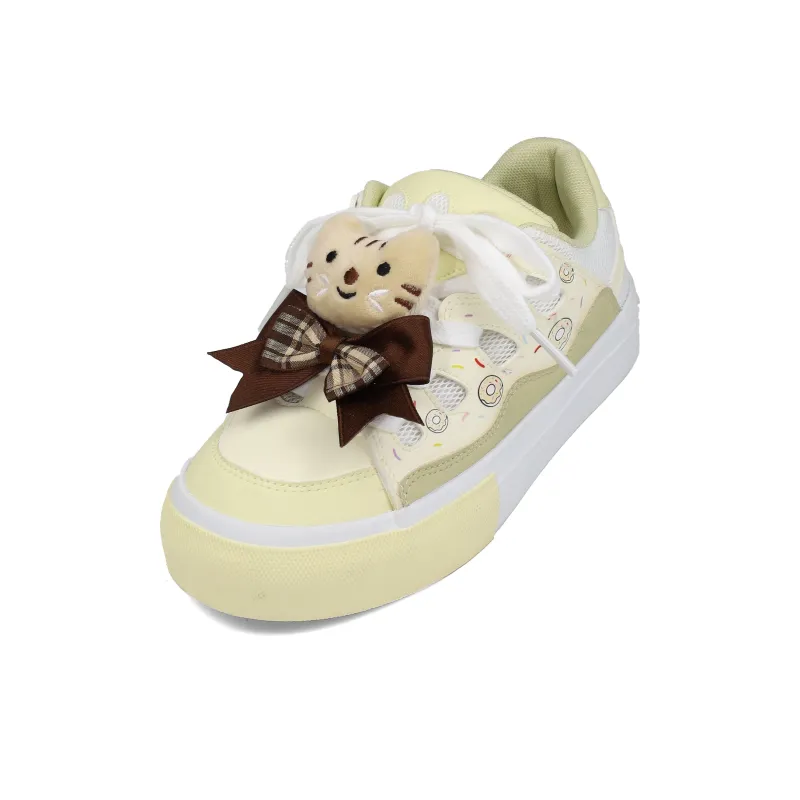 B10CROWN Wear resistant Lightweight Breathable And Non slip. Low Top Skateboard Shoes Women's Cream Donut-2