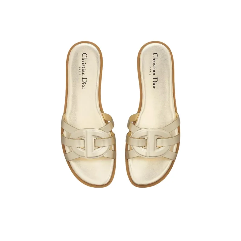 DIOR D Club Slide Slippers Women's Gold-3
